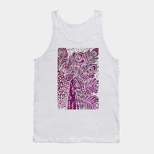 Peacock Linocut in Purple Tank Top